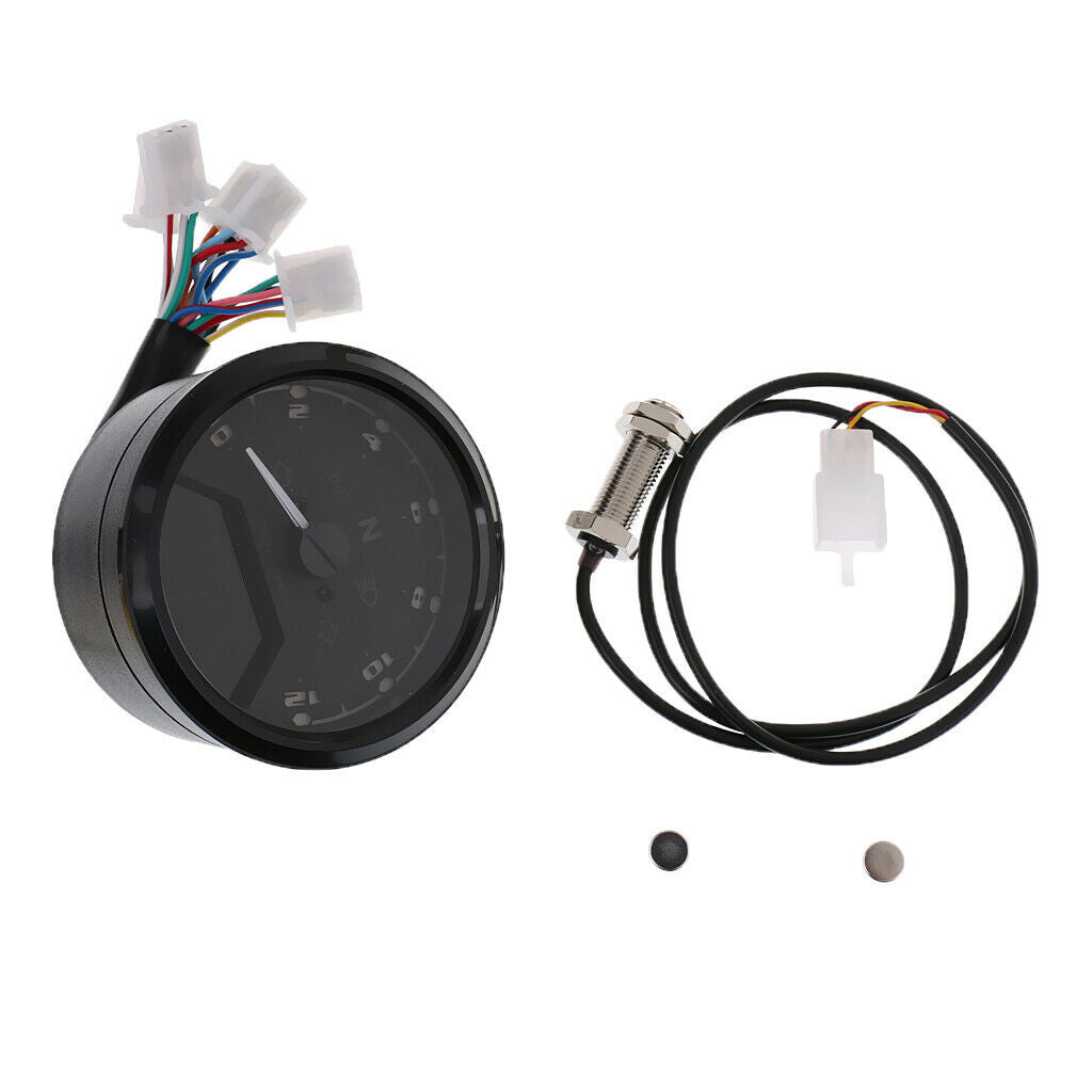Universal 12000 RPM LCD Digital Speedometer with Odometer Tachometer Gauge 199