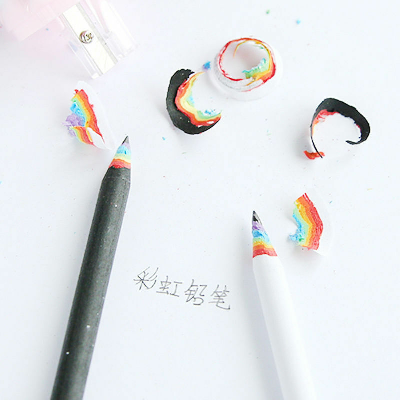2Piece Black and White Rainbow Pencil Drawing Painting Pencils Office Stationery
