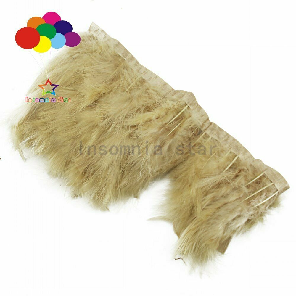2 Meters khaki Turkey Feathers Fringe Feather Trim For Dresses Clothing Sewing