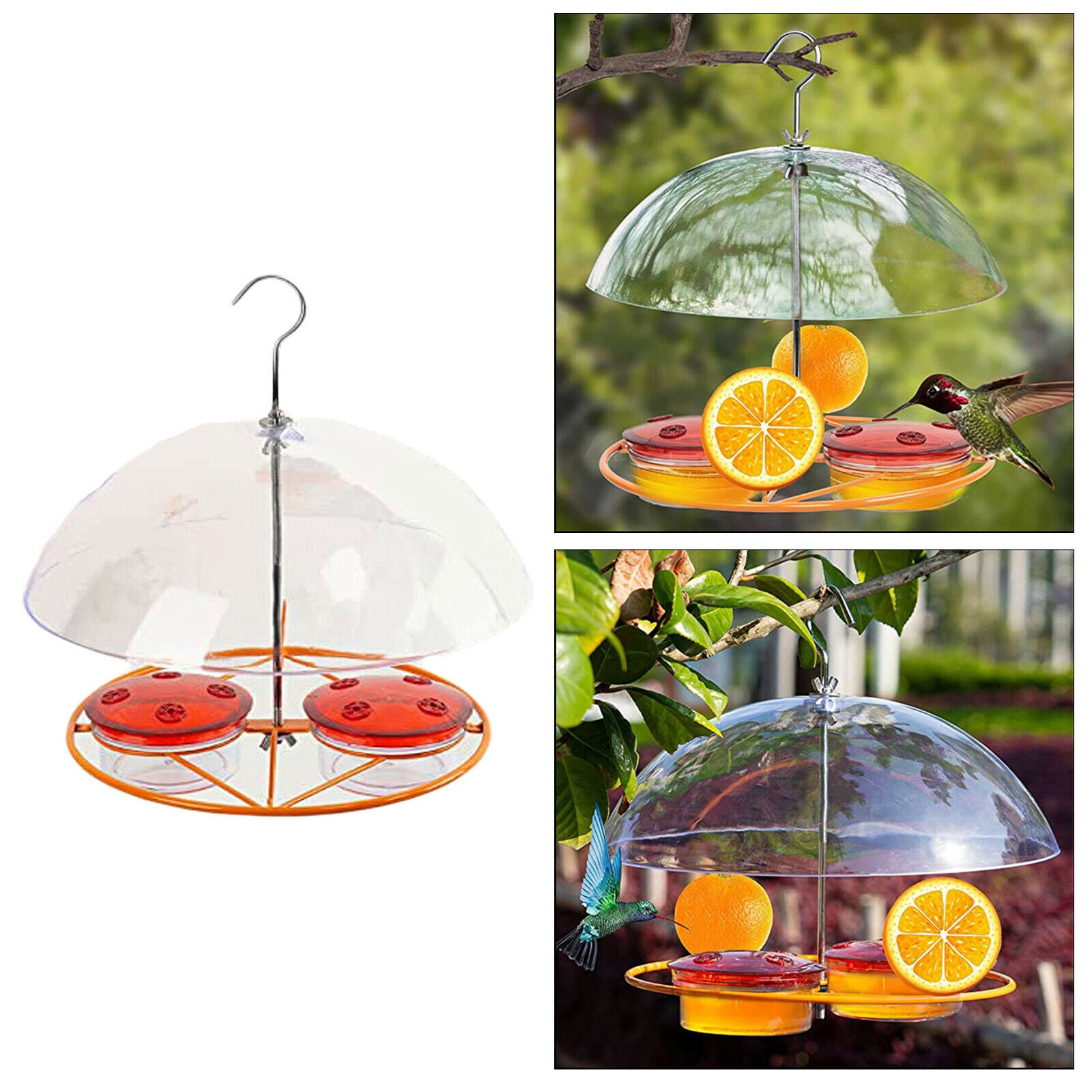 Plastic Bird Feeder w/ Transparent Roof Garden Hanging Garden Patio Outdoor