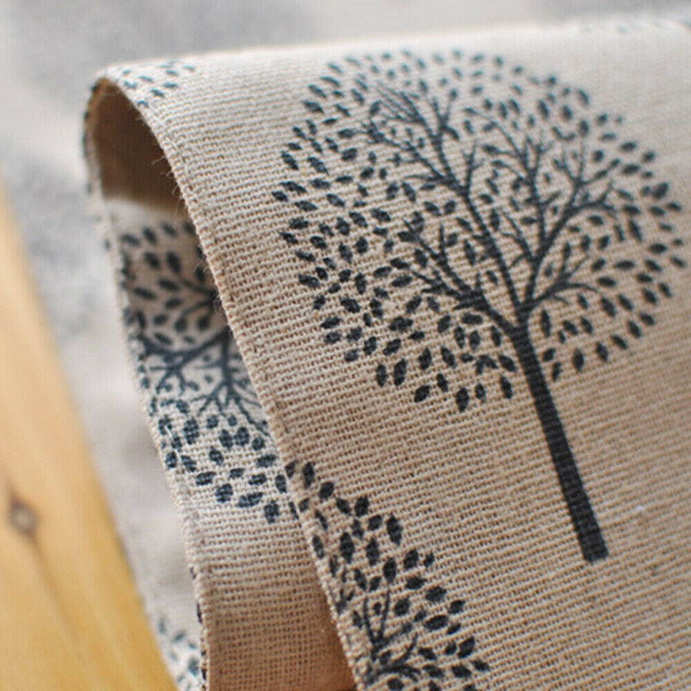 12 Inch By 72 Inch Rustic Tree Table Runner Cotton Linen Pattern Washable FlK5P6