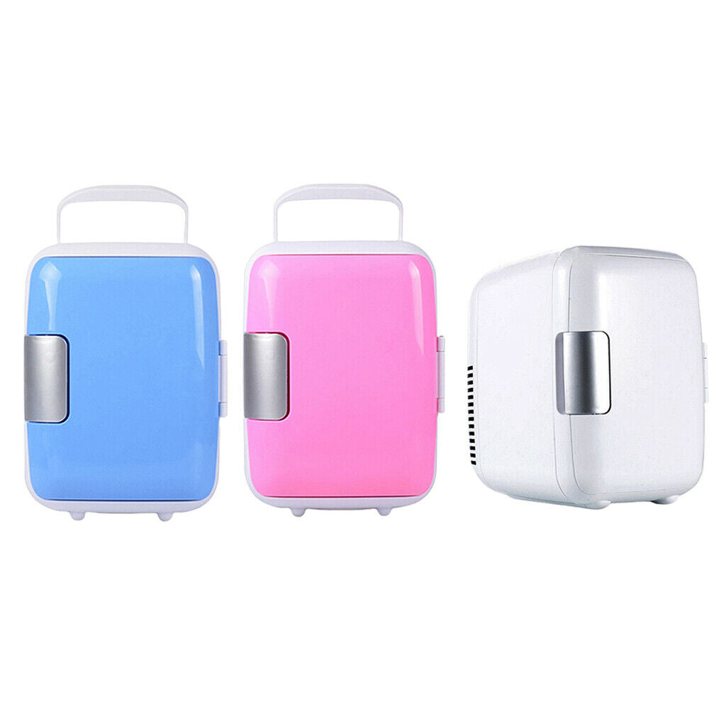 4L Mini Car Fridge Makeup Storage Refrigerator Warmer Portable Compact Blue