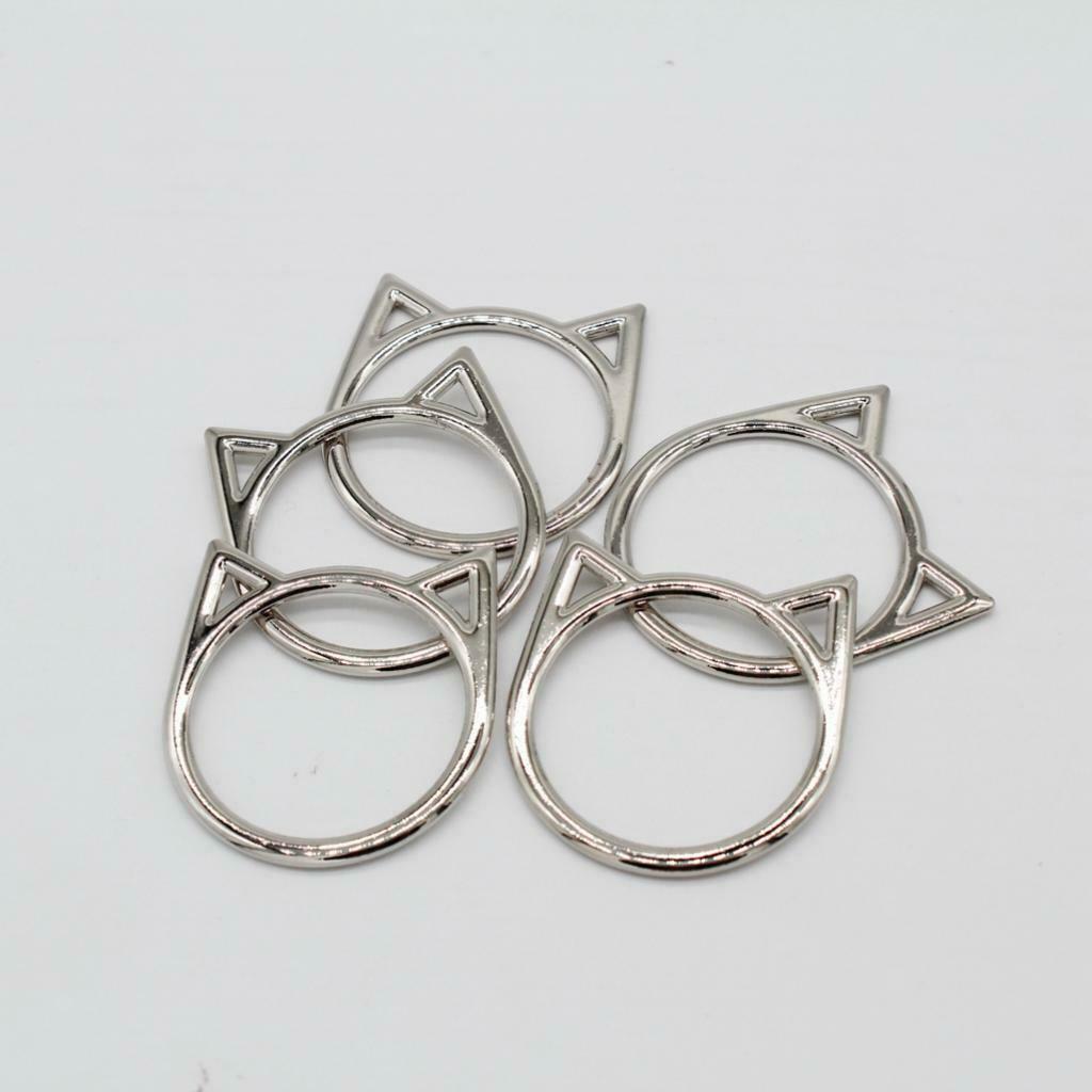 5 Packs Fashion Sliver Cat Rings DIY Choker Leather Necklace Leg Rings Makings