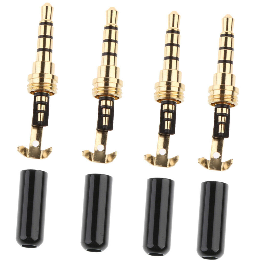 4x Replacement TRRS Male Plug 4 Pole 1/8inch 3.5mm Solder Type DIY Audio Cable