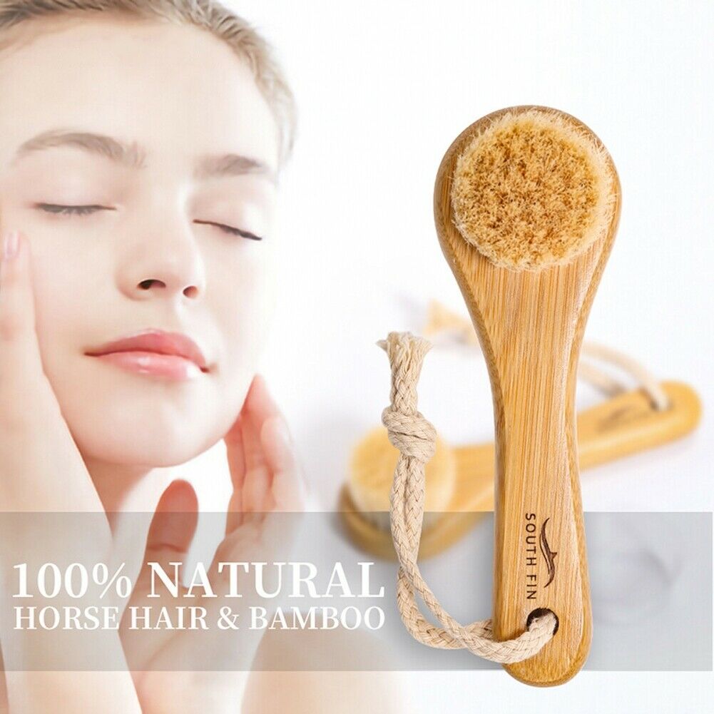 Bamboo Handle Wash Cleansing Brushes Dry Face Clean Brush For Facial Exfoliation