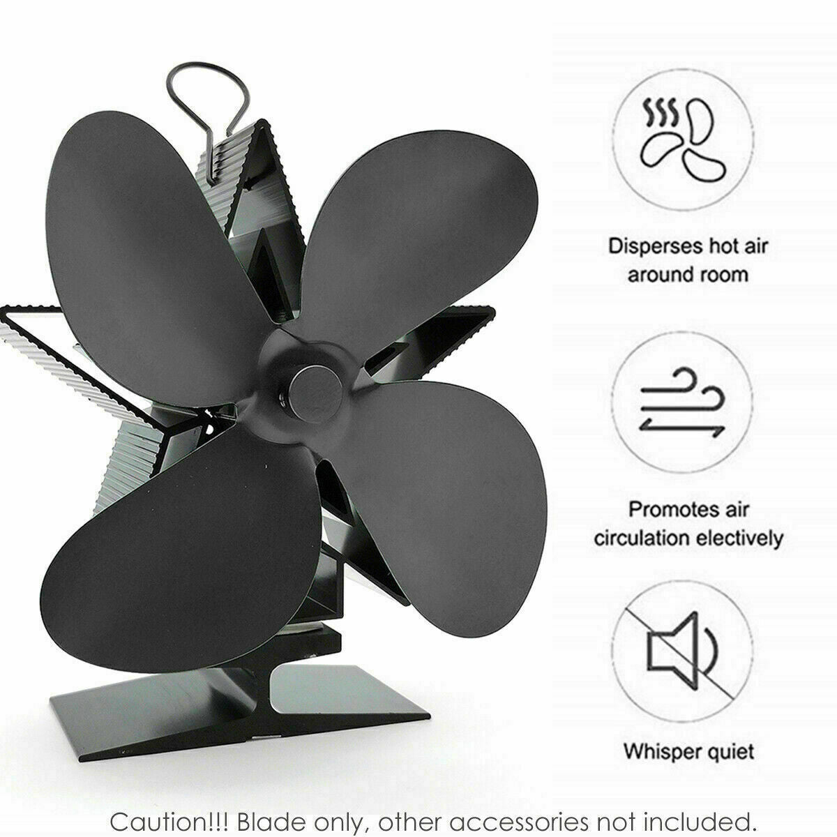 4 Blade Stove top Fan Heat Powered Log Wood Burner Eco Friendly Mini Fan Leaf