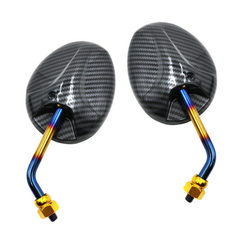 2PC Carbon Fiber Color Bar Scooter Motorcycle Rotation Rear View Side Mirror 8mm