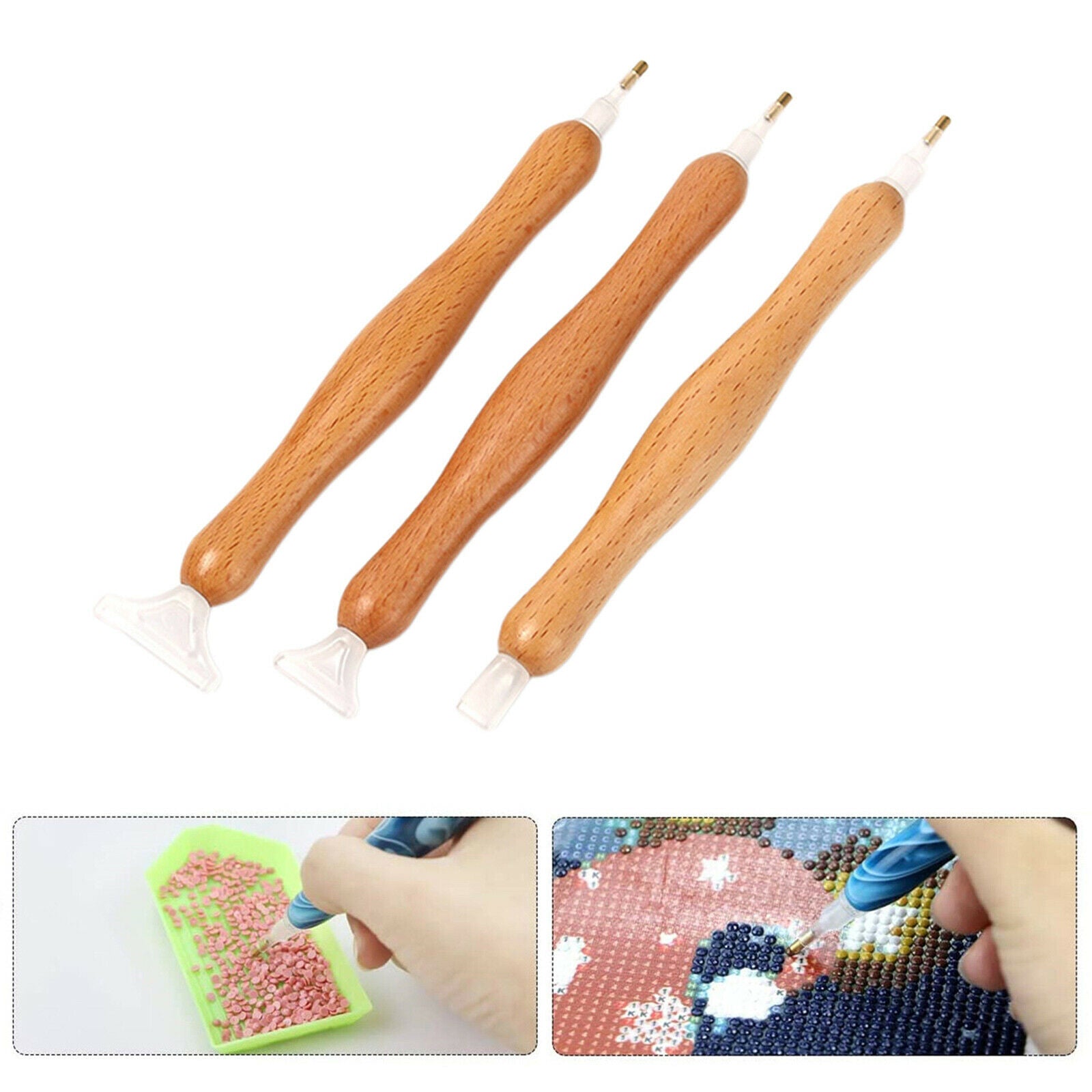 3pcs 5D Diamond Embroidery Painting Pen Rhinestone Picker Tool Art Craft Pen