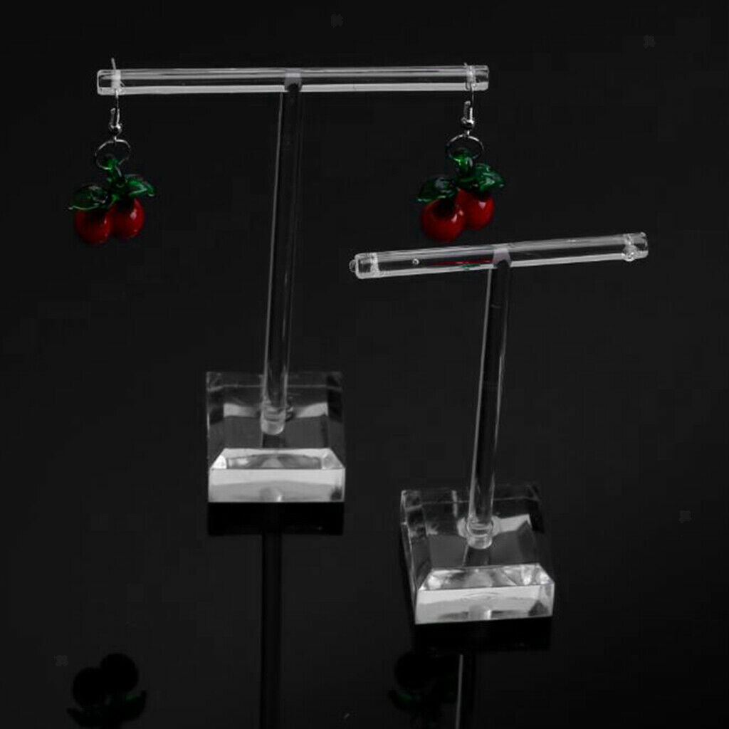12Pcs Earrings Shelf Display Rack Acrylic Showcase Jewelry T Shape Stand Holder