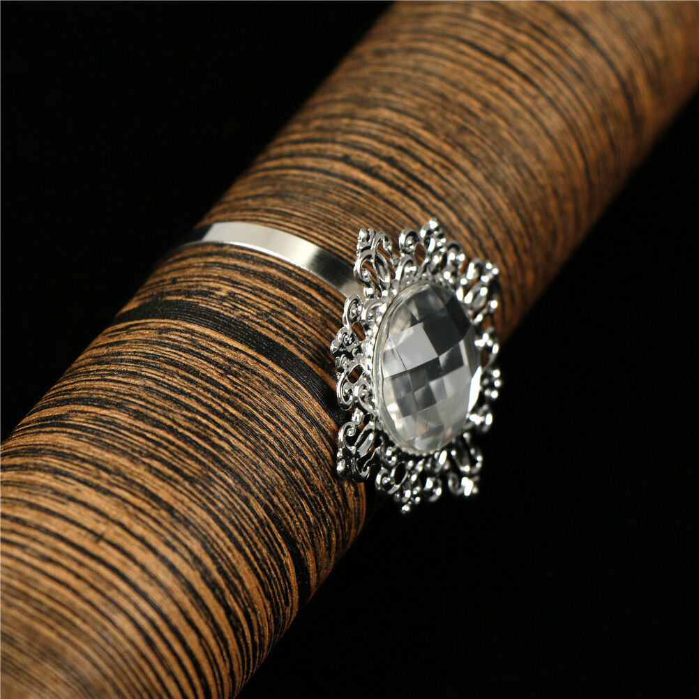 6pcs Napkin Rings Napkin Holder Wedding Banquet Dinner Decor SilverDD