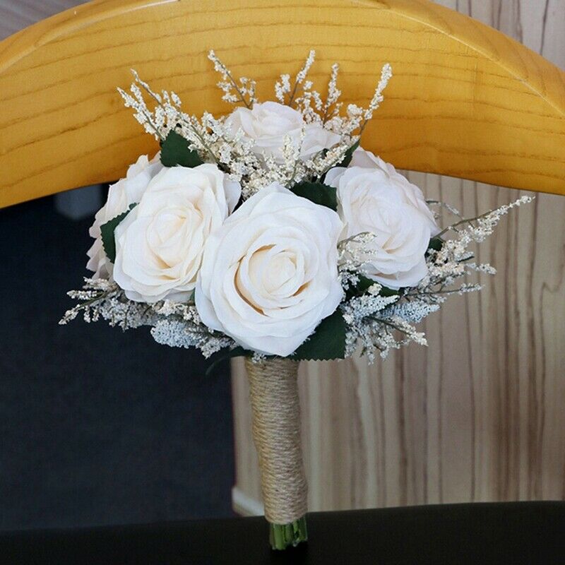 Bridal Bouquets for Wedding, Artificial Rose Flower Bouquet Bride BridesmaidQ5C9