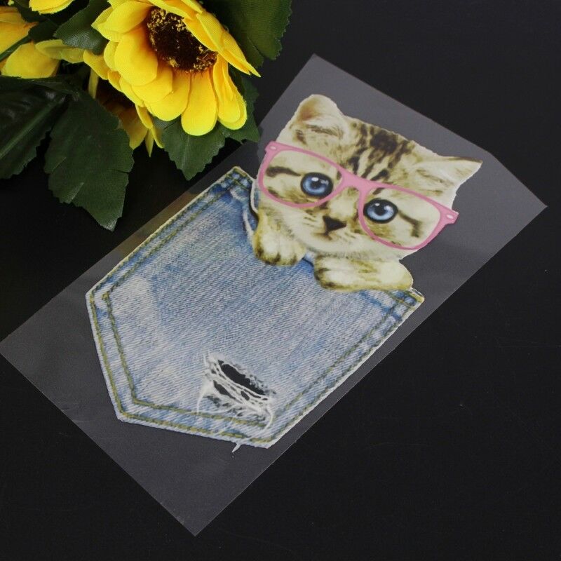 Bag Cat Pattern Patch Ironing Stickers Heat Transfer Iron On Patches DIY Decor