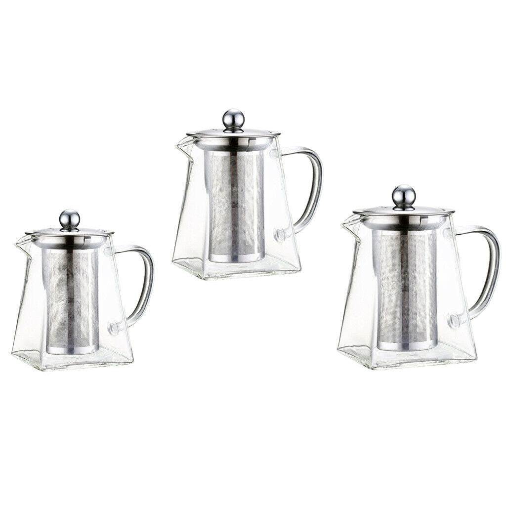 2x Glass Tea Pot With Removable Infuser,