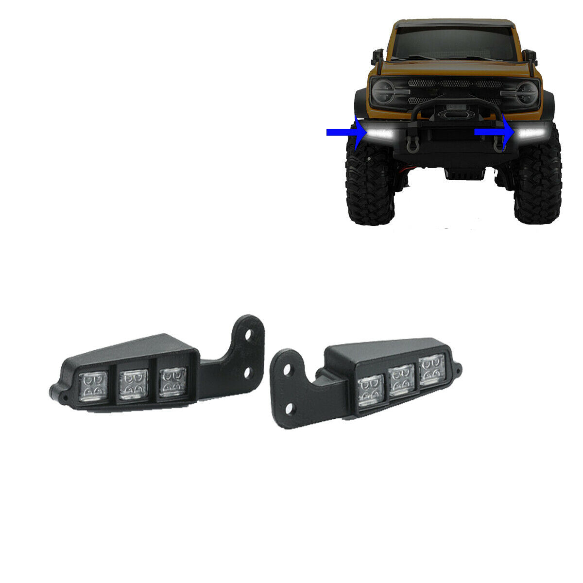 2pcs Front Bumper Side Inner Spot Light Lamp For 1/10 TRX4 BRONCO RC Cars