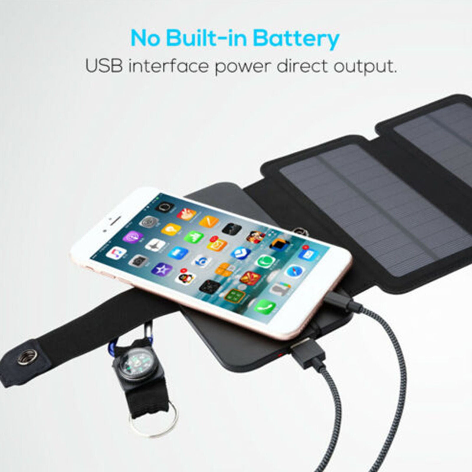 Portable Solar Mobile Phone Charger Panel Power Bank Waterproof Outdoor Camping