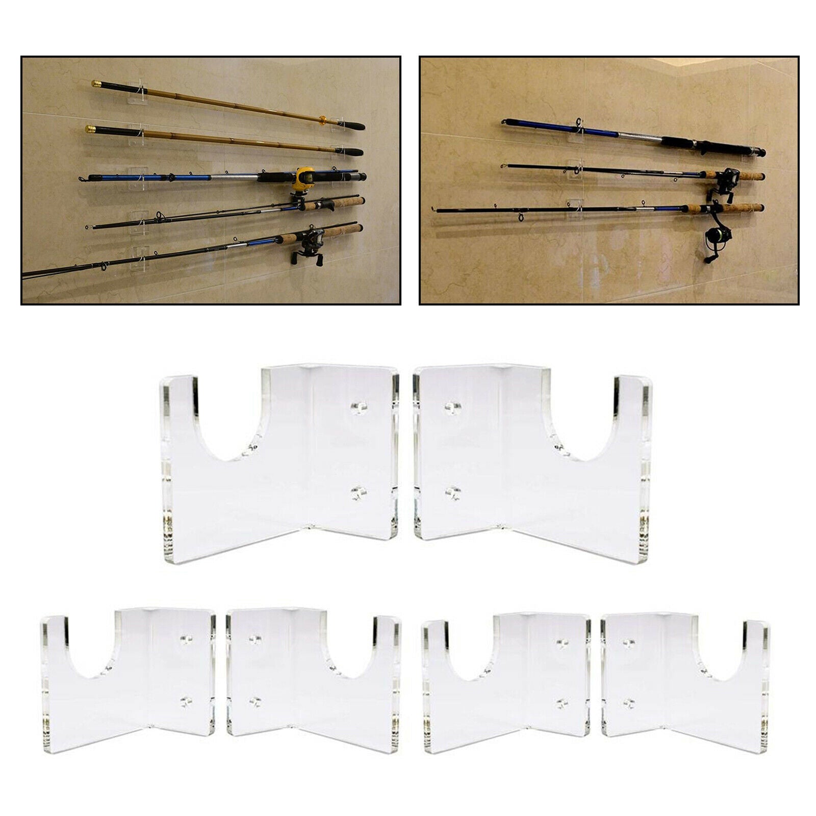 Fishing Rod Holder Wall Mounted Storage Rack for Garage Cabin Machine Rooms