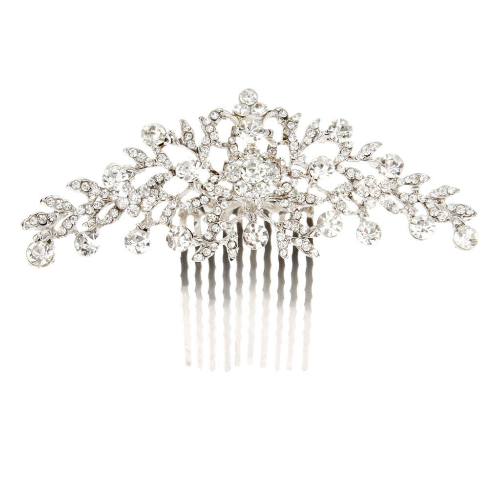 3 Pieces Bridal Wedding Flower Diamante Crystal Rhinestone Women Hair Comb