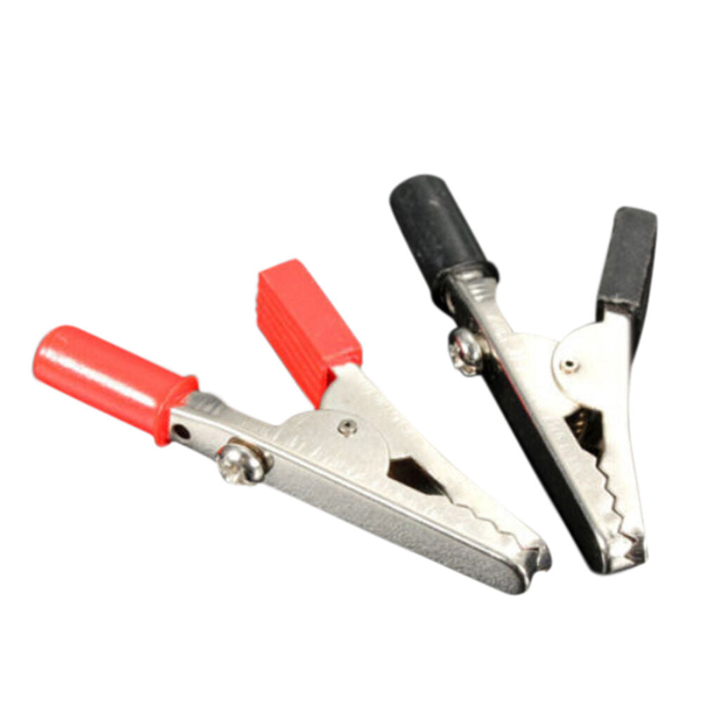 2X Red Black Alligator Clip Clamp to 4mm Banana Female Jack Test Adapter 55mm、DD