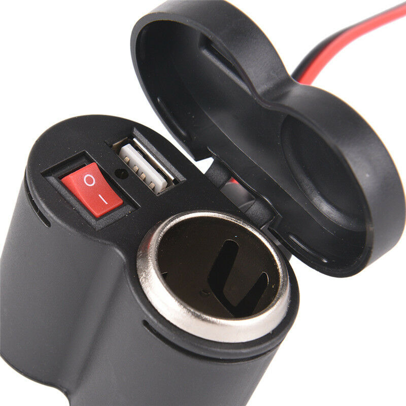 12V-24V Waterproof Motorcycle/Bike Cigarette Lighter Charger Socket USB Powe Tt