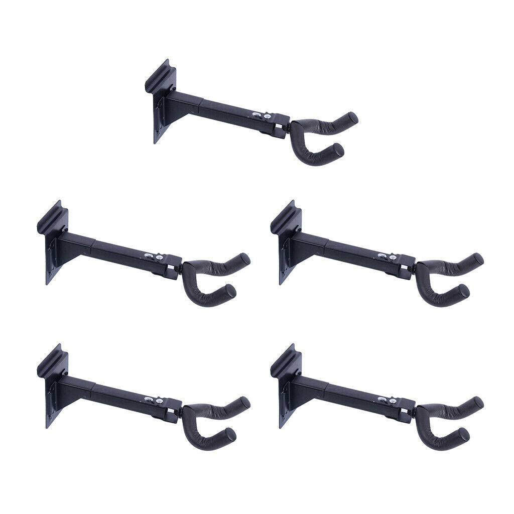 Set of 5, Guitar Wall Hanger Holder Storage Display Stand Bracket Set Black
