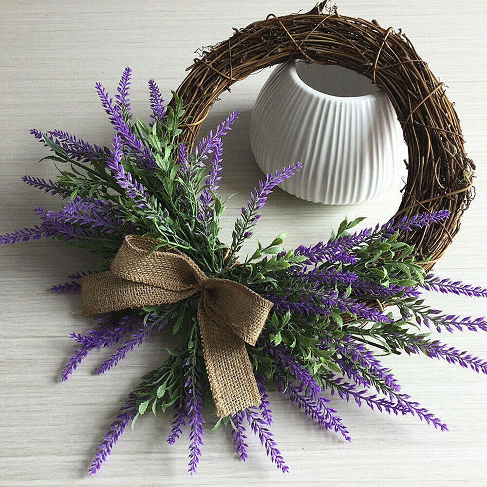 Artificial Garland Lavender Rattan Wreath Wedding Home Wall Party Door Decor DIY