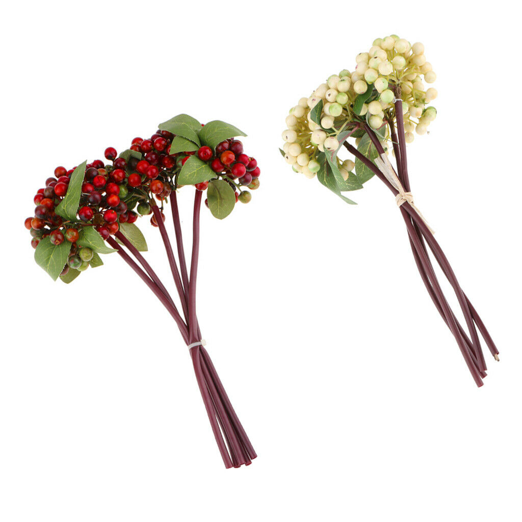 2pcs Plastic Blueberry Fruits Plants Branch-Home Tabletop Floral Vase Home
