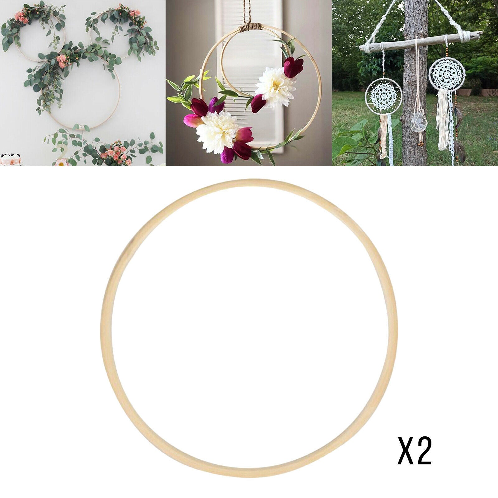 2x Embroidery Hoops Macrame Ring for DIY Art Craft Dream Catcher Wedding Home