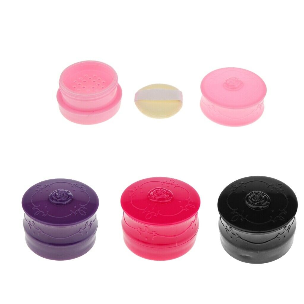 Travel Empty Makeup Loose Powder Container Case with Puff Sifter 2 Colors
