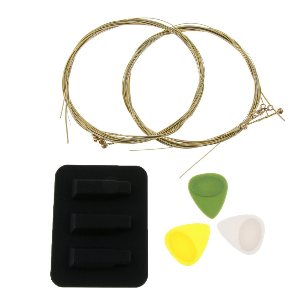 2 Sets Guitar Strings + 1 Piece Guitar Mute Pad + 3 Pieces Guitar Plectrum