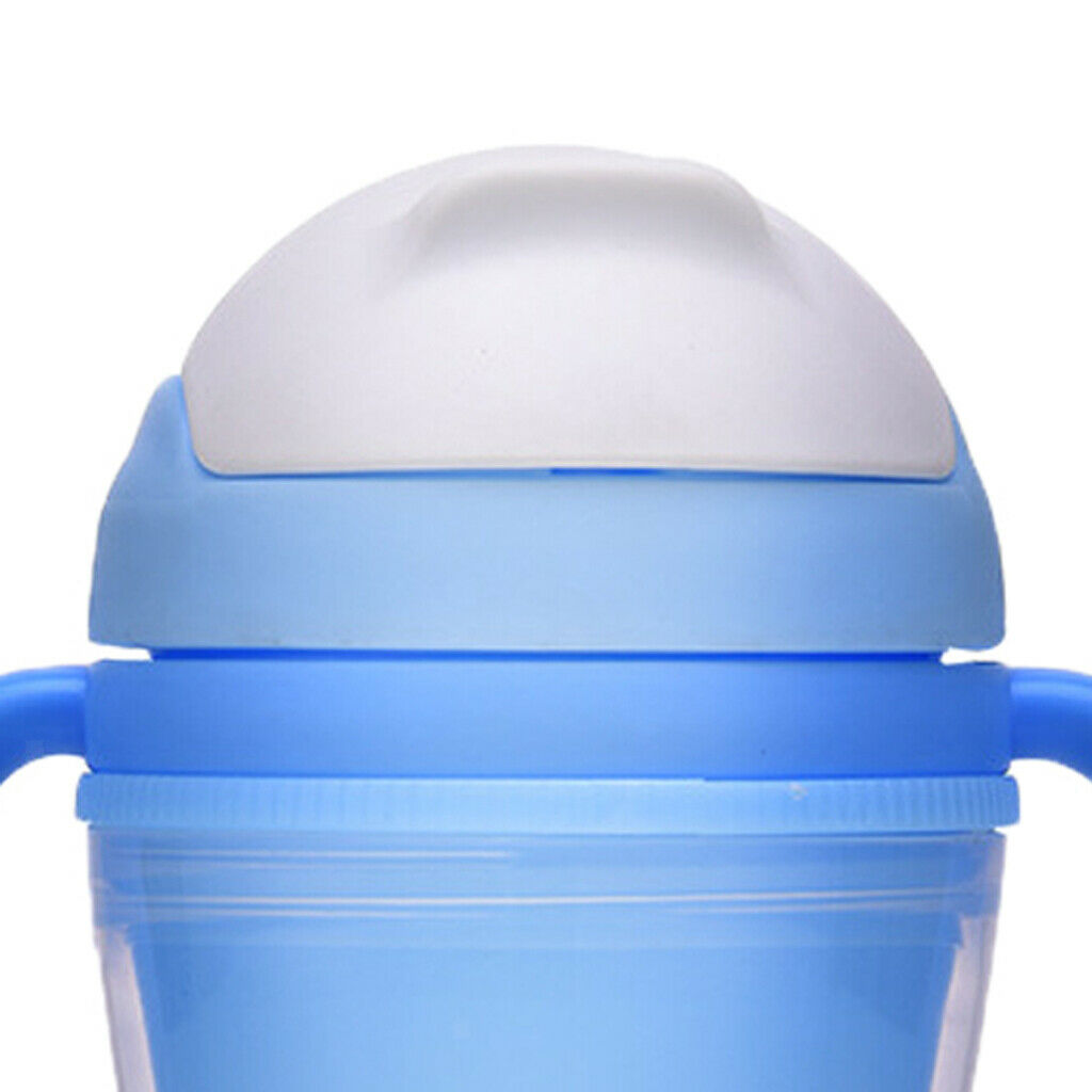 Baby Straw Sippy Cups Drink Bottle Toddler Training 300ML Blue with Handles