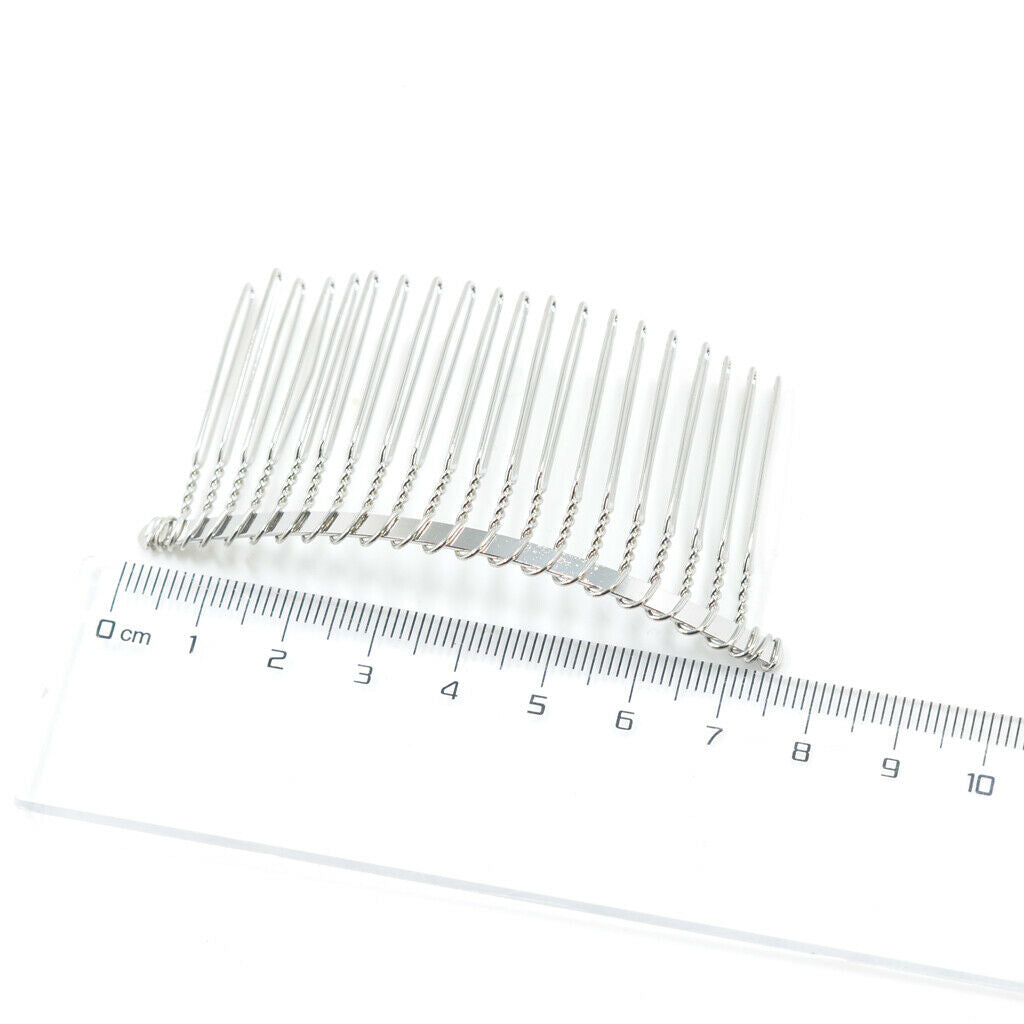 10x Metal Blank Hair Combs Hair Clips Pins for Bridal Veil DIY Hair Jewelry