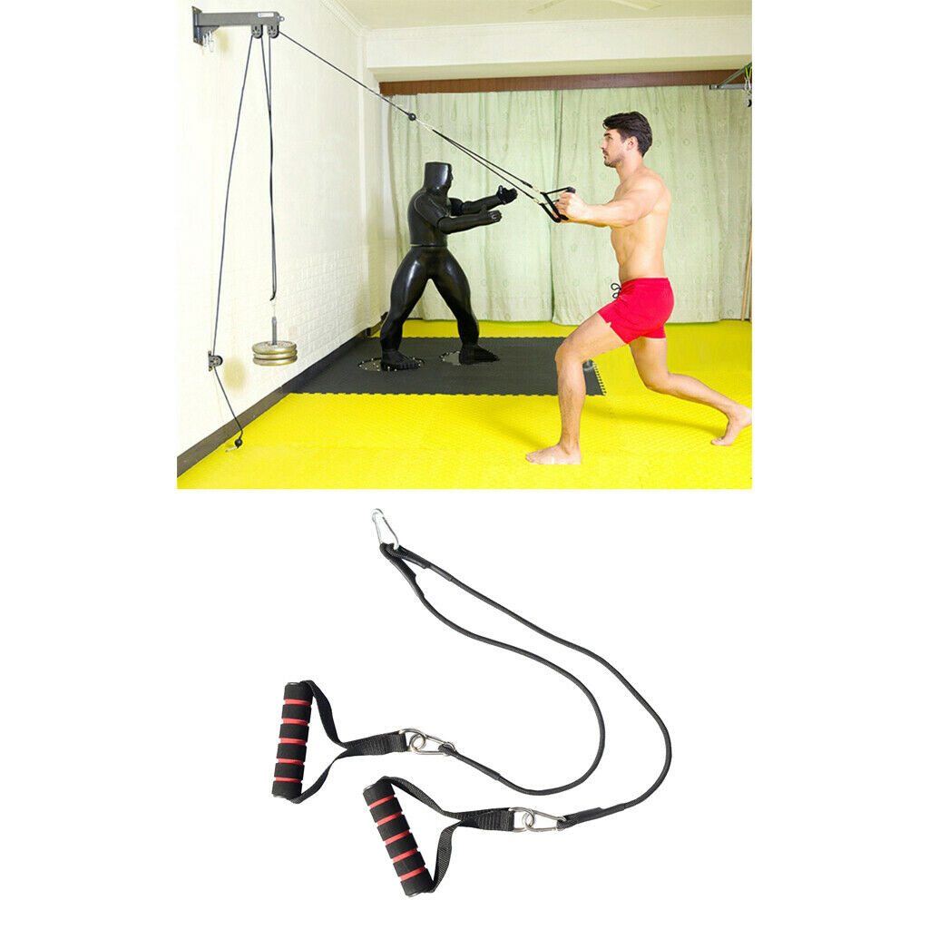 Pulley Cable Machine System Foam Handle Strap 330lbs Pull Up Down Rope Line
