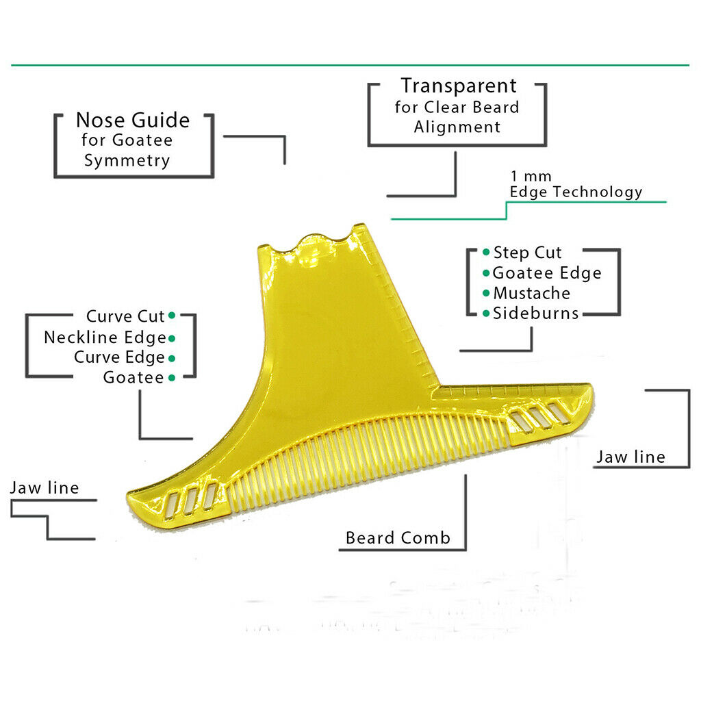 Beard Shaping Template w/Inbuilt Comb Beard Combs Facial Hair Care Yellow