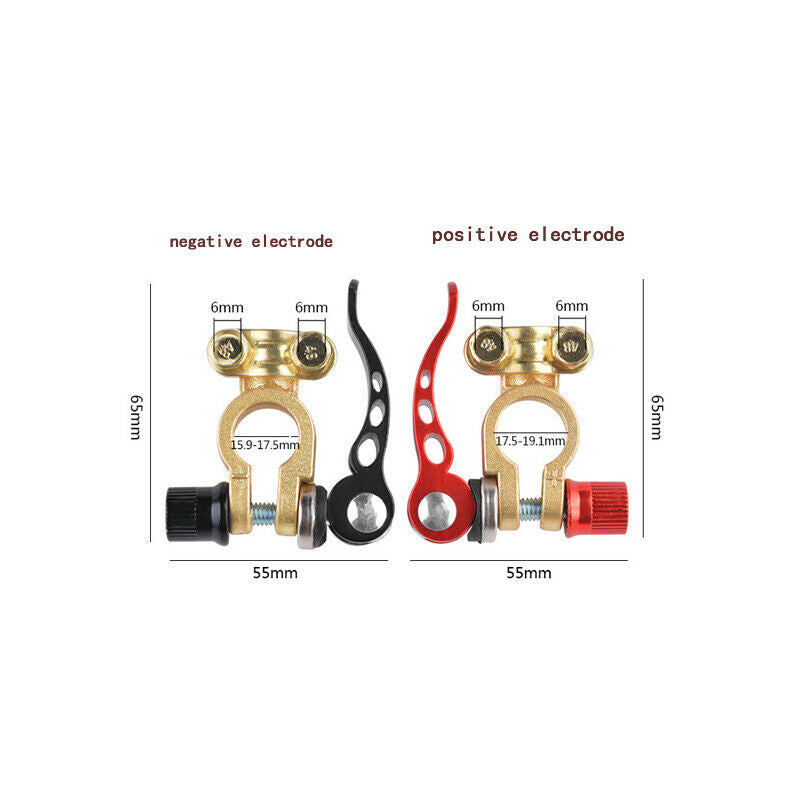 2PCS Copper Car Truck Universal Battery Terminal Pile Head w/ Disconnect Switch