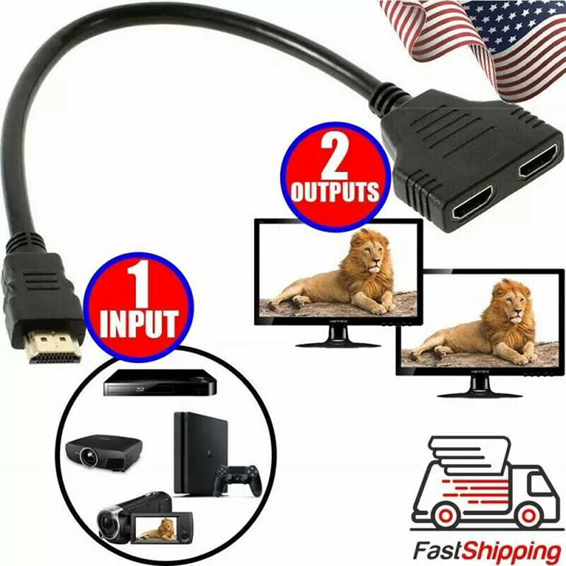 HDMI 2 Dual Port Y Splitter 1080P HDMI v1.4 Male to Double Female Adapter.l8