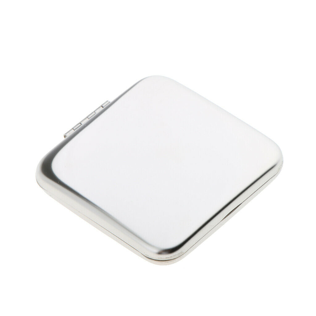 Square Compact Full Stainless Steel Makeup Magnifying Mirror 2 Sided