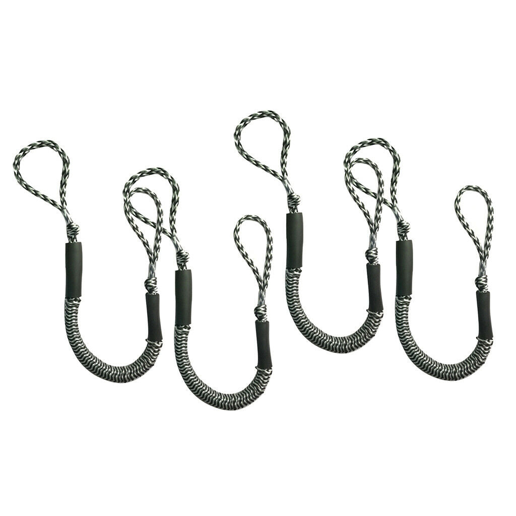 4-Pack Bungee Dock Line 4ft Stretches to 5.5ft for Boat PWC Anchors Tie Down