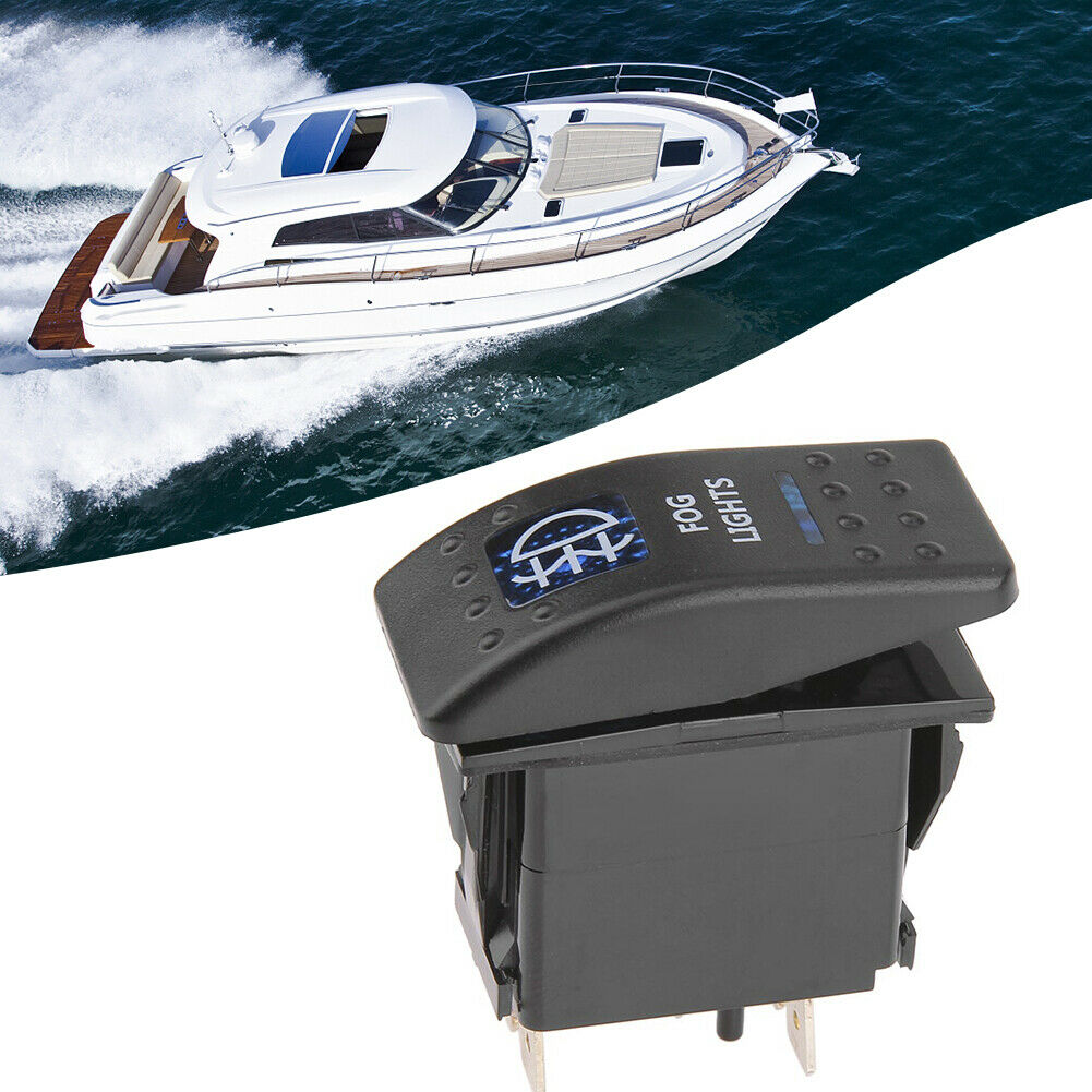 IP66 Waterproof Blue LED FOG LIGHTS Rocker Switch 5 Pin for Car RV Boat Yacht
