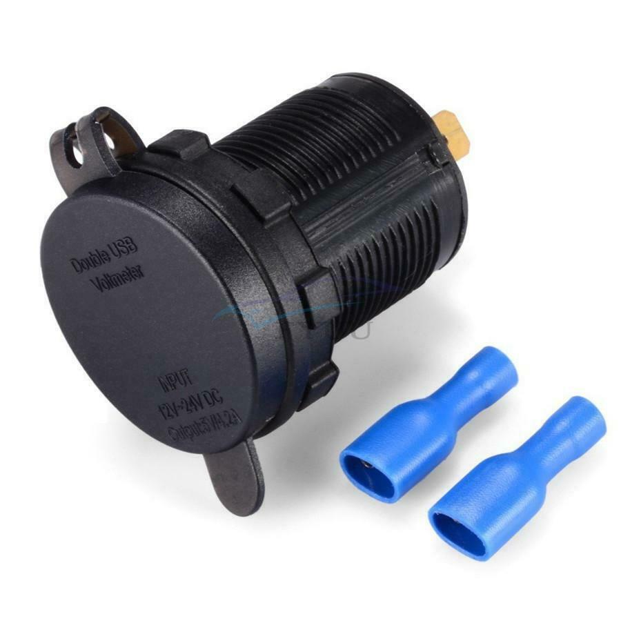 1 Set Waterproof Dual 5V/2.1A Ports USB Charger LED Digital Display Voltmeter