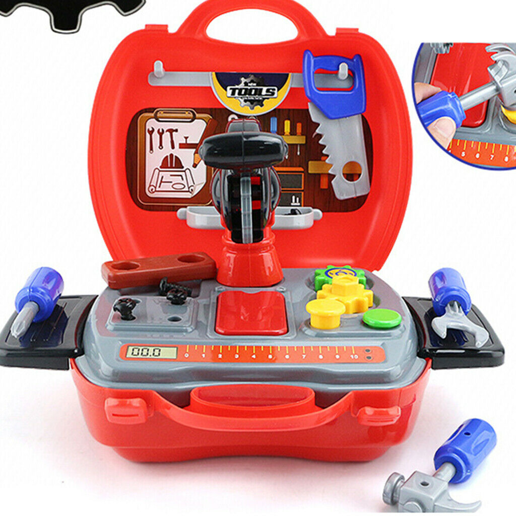 19Pcs Construction Tool Playset with Suitcase - Kids Children Pretend Play Early