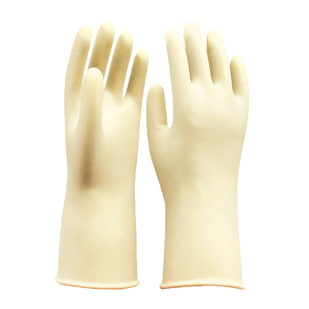Natural Latex Rubber Gloves Heavy Duty Non Slip Household Gloves 40cm White
