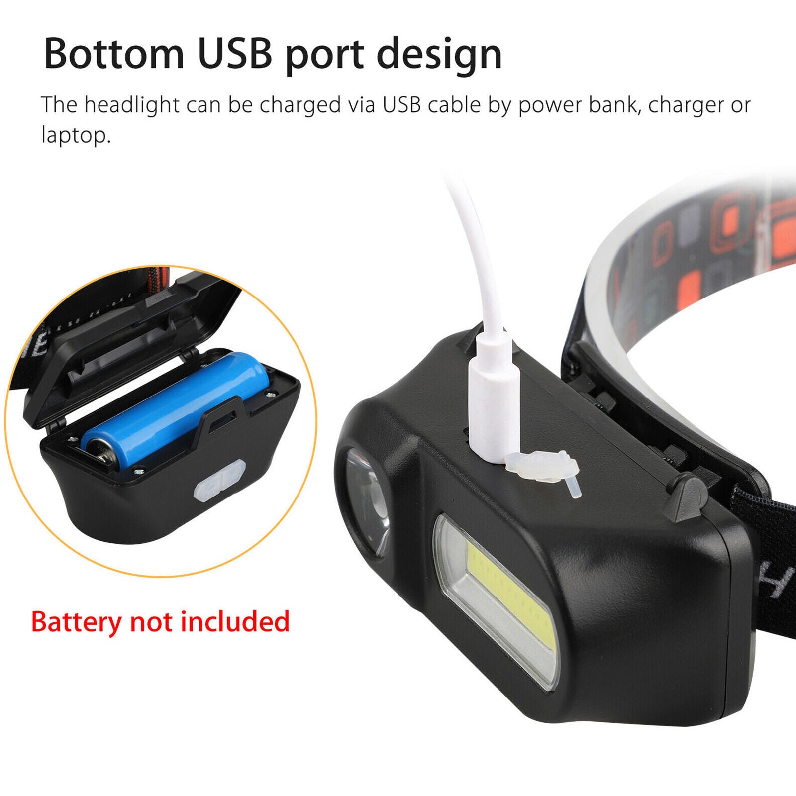 USB Rechargeable LED Headlamp Headlight Head Lamp Torch Flashlight Waterproof X1