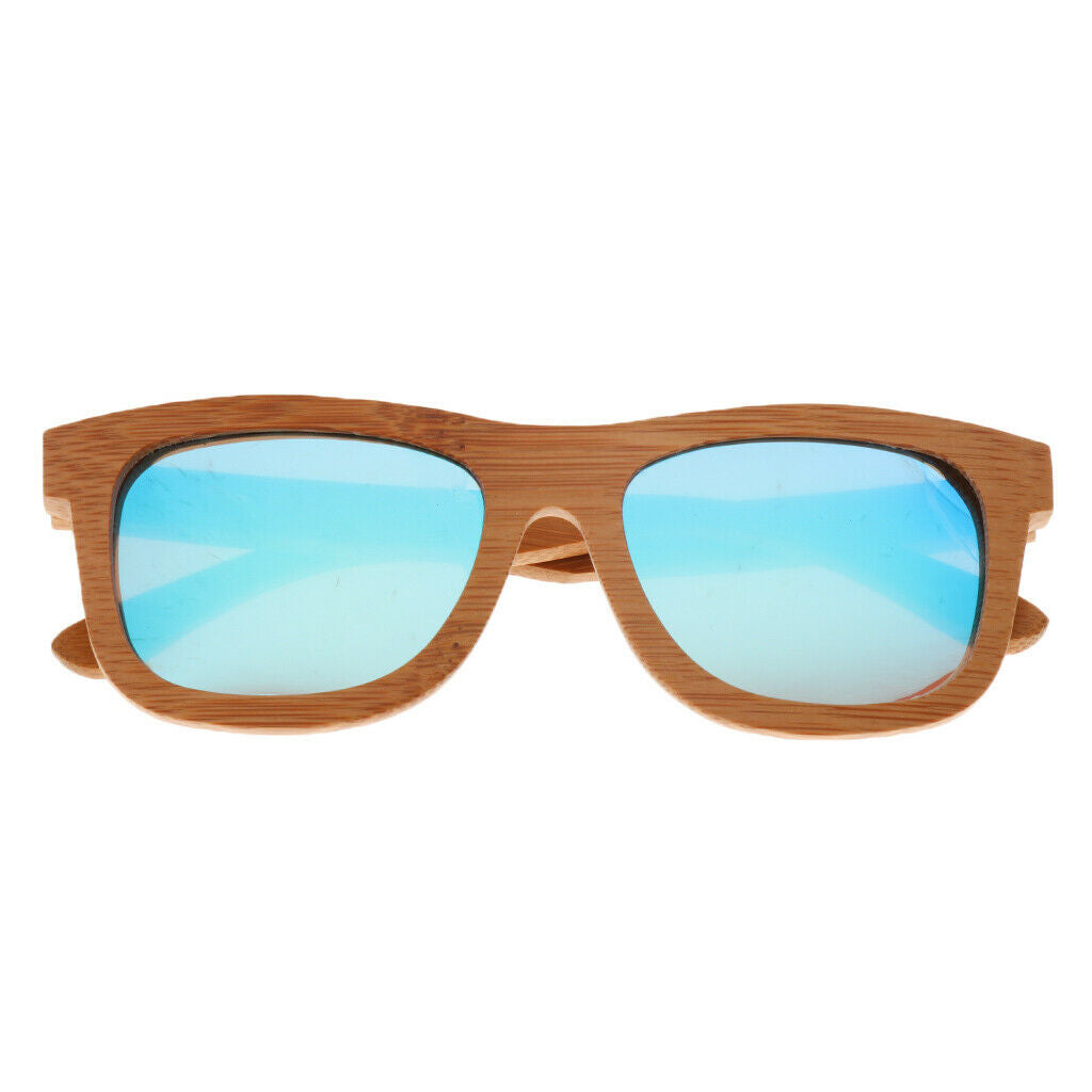 Bamboo Wooden Polarized Sunglasses Wood Glasses for Men Women Blue