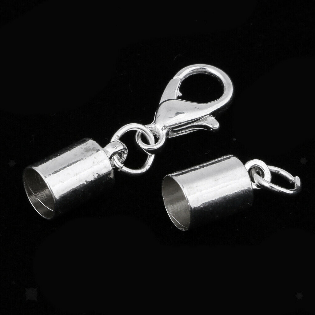 10pcs Cord End Caps with Lobster Clasp for Leather Cord Bracelet Necklace