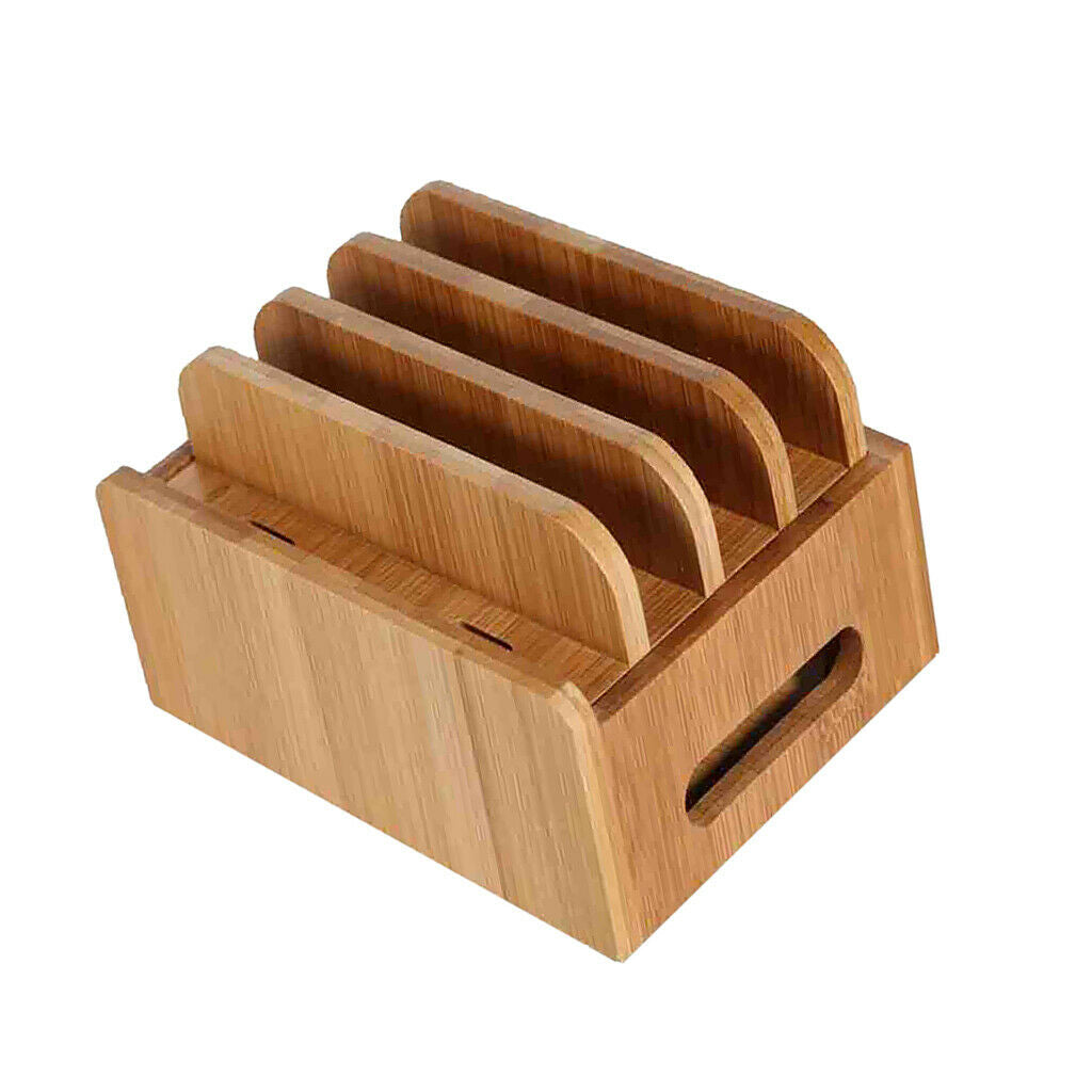 Bamboo Charging Station & Multi Device Organizer For Phone, Tablet