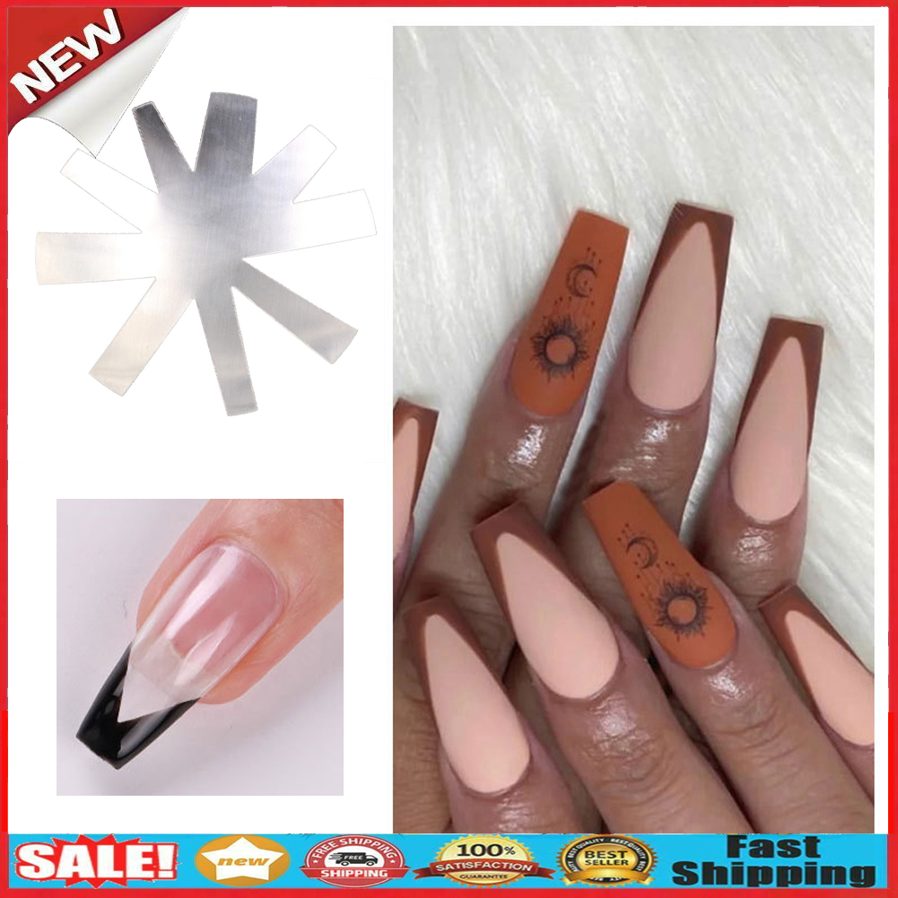 9 Sizes V Line Nail Builder French Tips Cutter Manicure Edge Trimmer Tools @