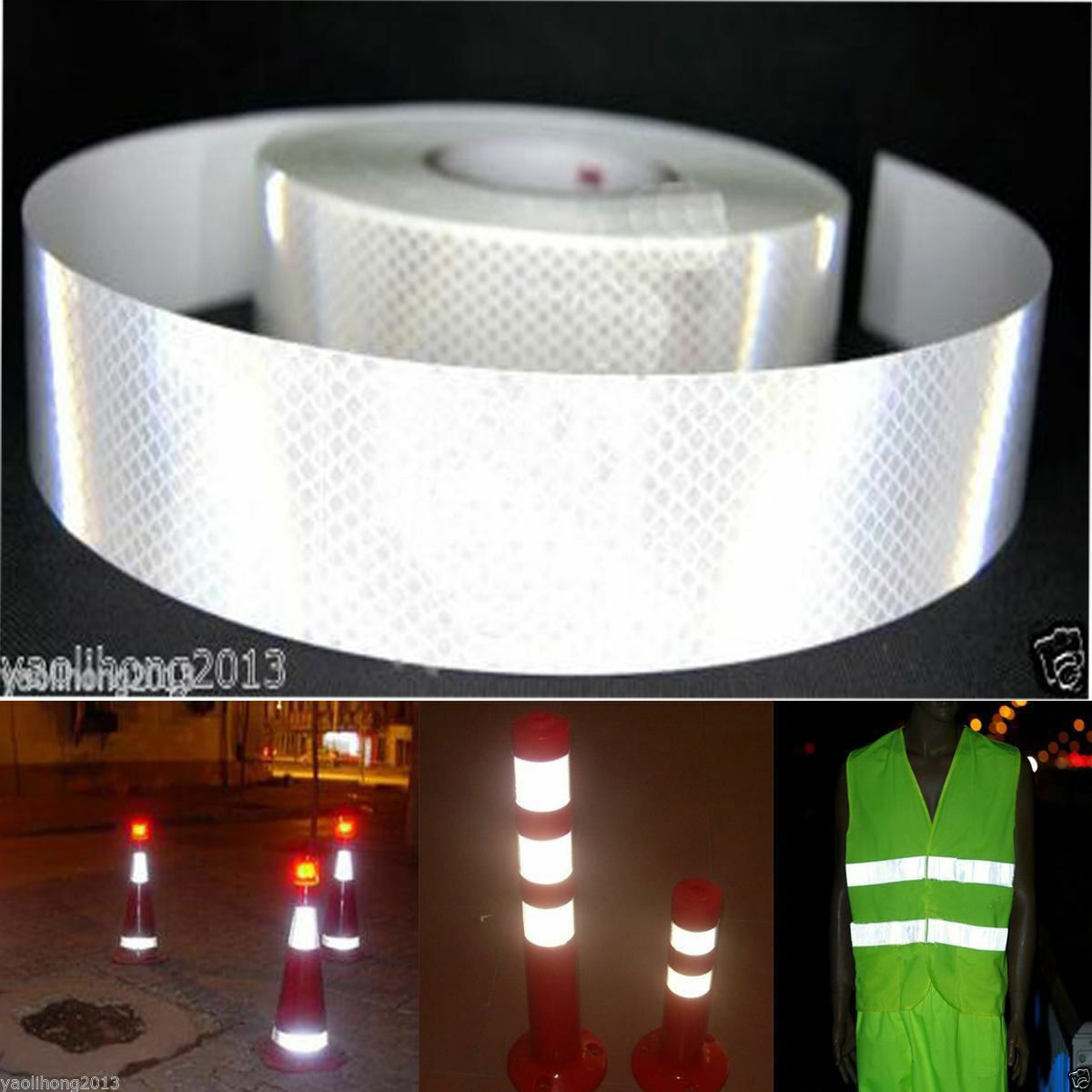 White DOT-C2 Reflective Tape Conspiciuity Safety Caution Night Trailer Truck Car