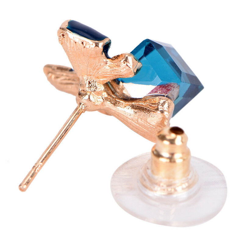 Blue Crystal Rhinestone Enamel Bow Ear Stud Bowknot Earrings Gift WomenJew.l8