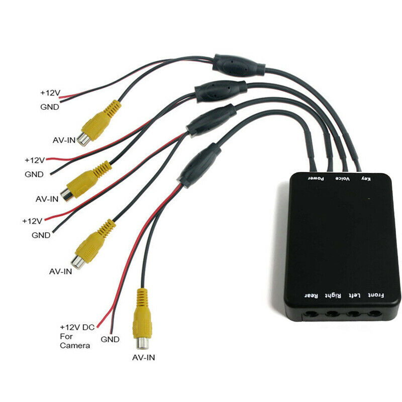 4 Way Car Video Switch Parking Camera View Image Split Screen Control Box System