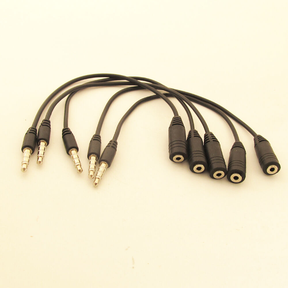 50pcs TRRS AUX Audio Adapter Cable 3.5mm 1/8" 4 Pole 3 Ring Male To 2.5mm Female